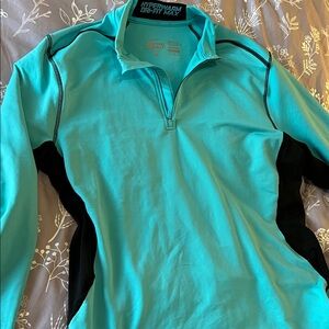 Nike Women’s Turquoise Quarter-Zip Performance Pullover with Black Panels